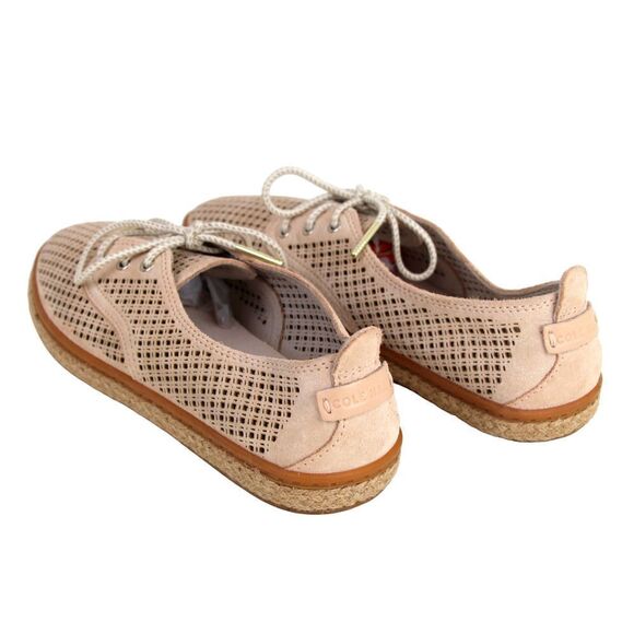 Cole Haan PERFORATED BEIGE GENUINE SUEDE LACE UP SNEAKERS COMFORT SHOES Size 7 - Picture 3 of 12